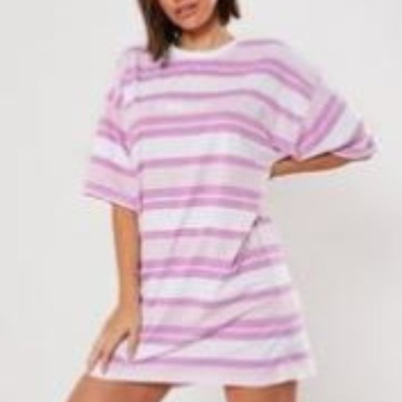 Lilac Stripe Oversized t-shirt Dress - Picture 3 of 3